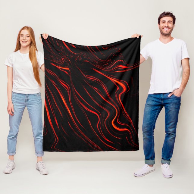 Große rote lange Spuren über schwarzem Hintergrund Fleecedecke (Beispiel)
