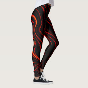 Große rote lange Spuren über schwarzem Hintergrund Leggings