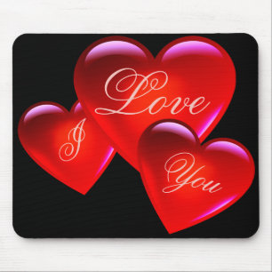 Große rote Liebe Herz/I Liebe Sie/liebend herzschw Mousepad