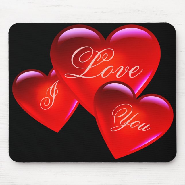 Große rote Liebe Herz/I Liebe Sie/liebend herzschw Mousepad (Vorne)