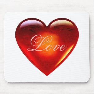 Große rote Liebe Herz/viel Liebe/liebend herzweiß Mousepad