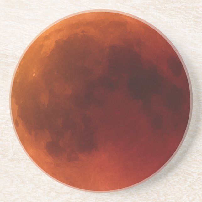 Große rote Mondfinsternis Mondgrafik Getränkeuntersetzer (Vorne)