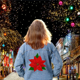 Große rote Poinsettienblume  Jeansjacke