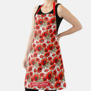 Große rote Poppies Poppy Bloral Schürze