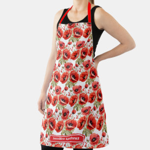 Große rote Poppies Poppy Bloral Schürze