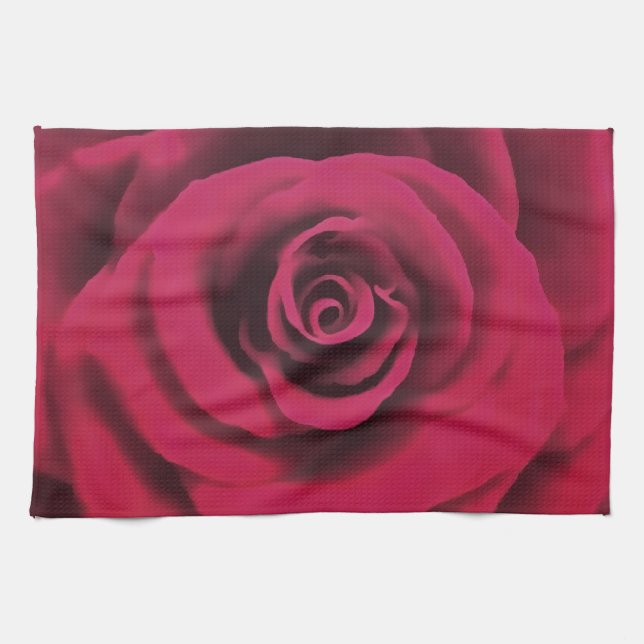 Große Rote Rose Geschirrtuch (Horizontal)