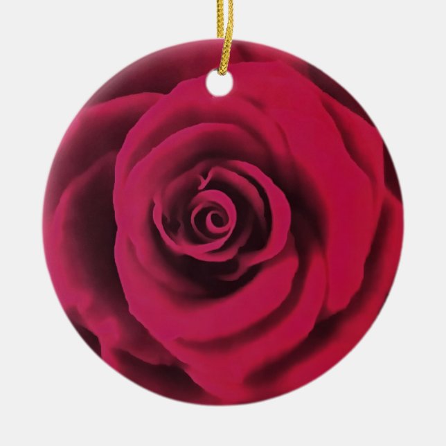 Große Rote Rose Keramik Ornament (Vorne)