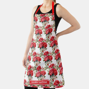 Große Rote Rosen Elegant, floral Schürze