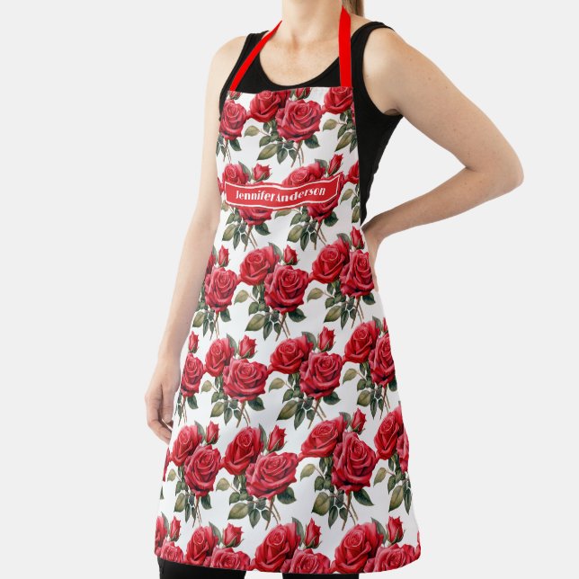 Große Rote Rosen Elegant, floral Schürze (InSitu)