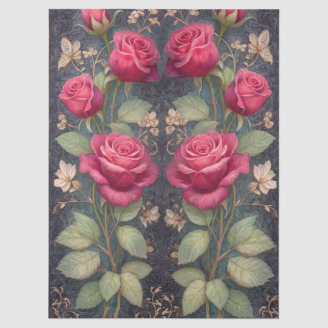 Große Rote Rosen für Kunsthandwerk und Dekorelemen Seidenpapier (Vorderseite)