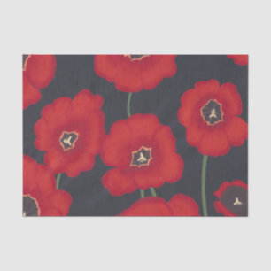 Große rote Tulpen auf schwarzem Seidenpapier