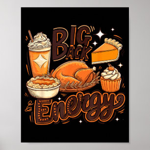 Große Rückenenergie Lustiger Thanksgiving-Essen-Li Poster