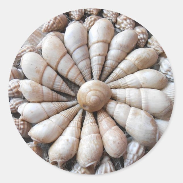 Große runde künstlerische Seashell-Aufkleber Runder Aufkleber (Vorderseite)