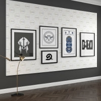 Große runde Logos Foto mit weißem, gestaffeltem Mu