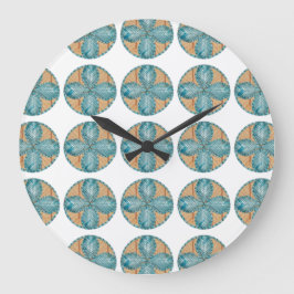 Große runde Uhr mit Türkis-Blumen-Entwurf