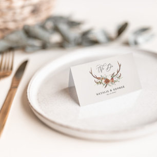 Grosse, rustikale botanische Hochzeit Terrakotta Platzkarte