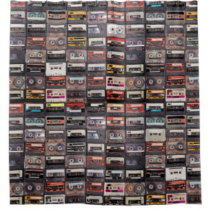 Große Sammlung von Audiokassetten Duschvorhang