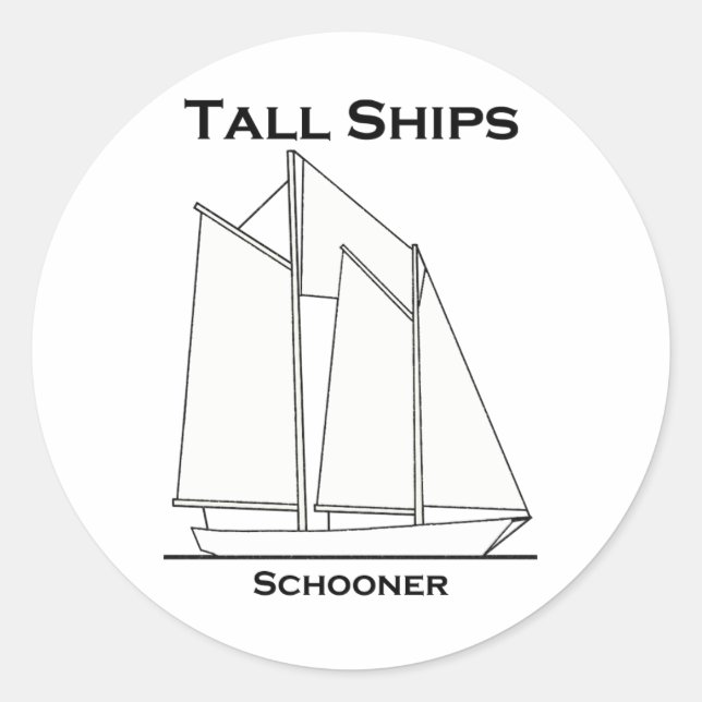 Große Schiffe Gaff-Rigged Schooner (Segelplan) Runder Aufkleber (Vorderseite)