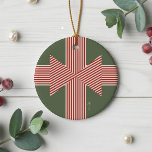 Große Schleife aus gestreiftem Band Keramik Ornament