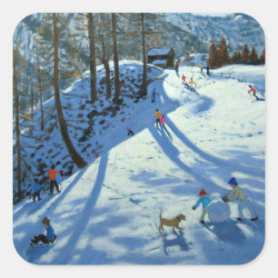 Große Schneeballeuchte Quadratischer Aufkleber