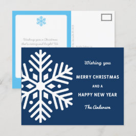 Große Schneeflocken Weihnachten und Neujahr Postkarte