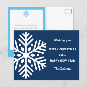 Große Schneeflocken Weihnachten und Neujahr Postkarte