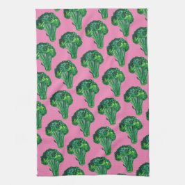 Große schöne Brokkoli essen Ihre Veggies rosa Geschirrtuch