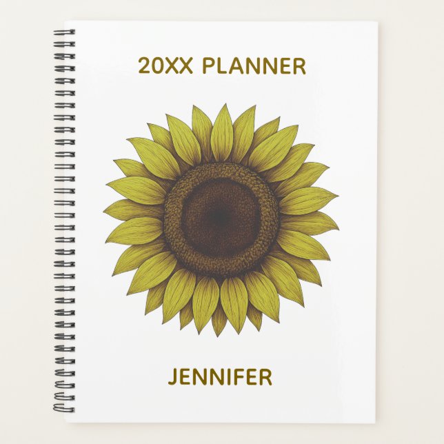 Große schöne erdige Sonnenblume Unisex Planer (Vorderseite)