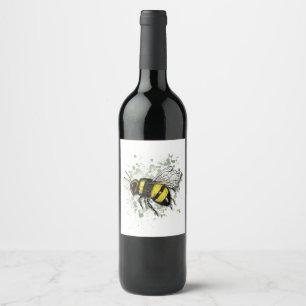 Große schöne Hummel, digitale Zeichnung Weinetikett
