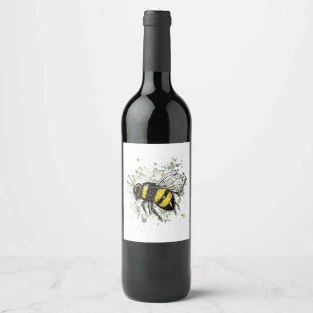 Große schöne Hummel, digitale Zeichnung Weinetikett (Vorderseite)