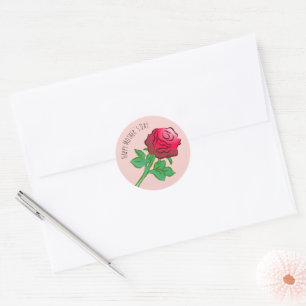 Große schöne rote Rose Runder Aufkleber