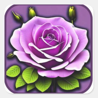 Große schöne violette Rose detaillierte Kunst Quadratischer Aufkleber
