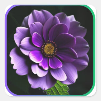 Große schöne violette Rose künstlerisches Design Quadratischer Aufkleber