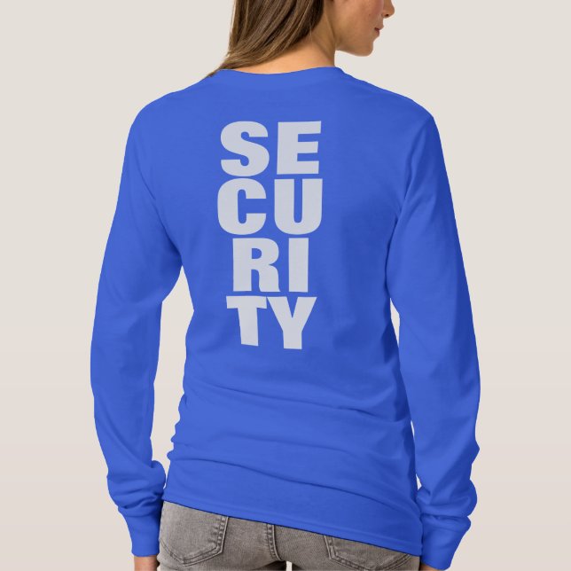 Große Schrift Text Königlich Blau Damen Sicherheit T-Shirt (Rückseite)