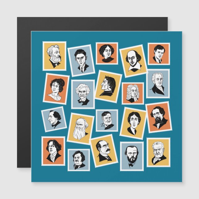 Große Schriftsteller, Dichter und Dramatiker auf B Magnetkarte (Vorne/Hinten)