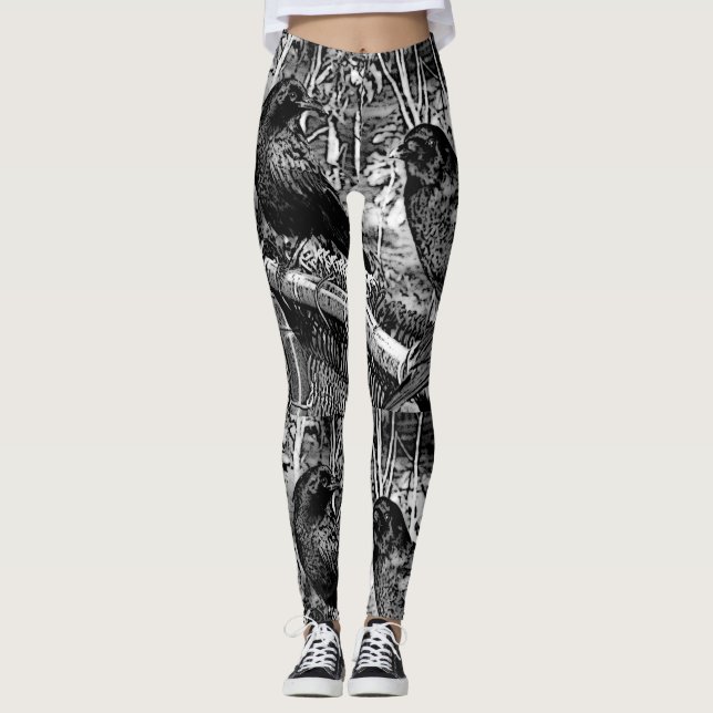Große schwarze Krähen-Leggings Leggings (Vorderseite)