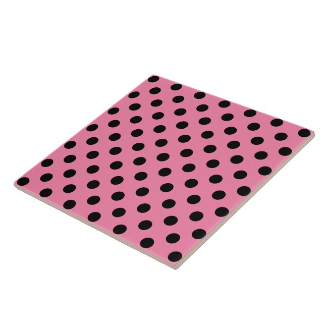 Große schwarze Polka-Punkte auf heiß rosa Fliese (Seite)