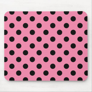 Große schwarze Polka Punkte auf heißen rosa Mousepad