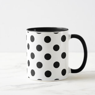 große schwarze Polka-Punkte auf weißem Hintergrund Tasse