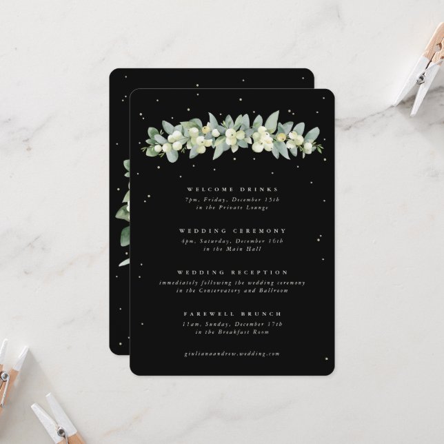 Große Schwarze Snowberry+Eukalyptus Hochzeitreise (Vorderseite/Rückseite Beispiel)