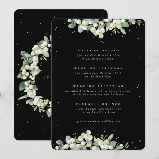 Große Schwarze Snowberry+Eukalyptus Hochzeitreise (Vorne/Hinten)