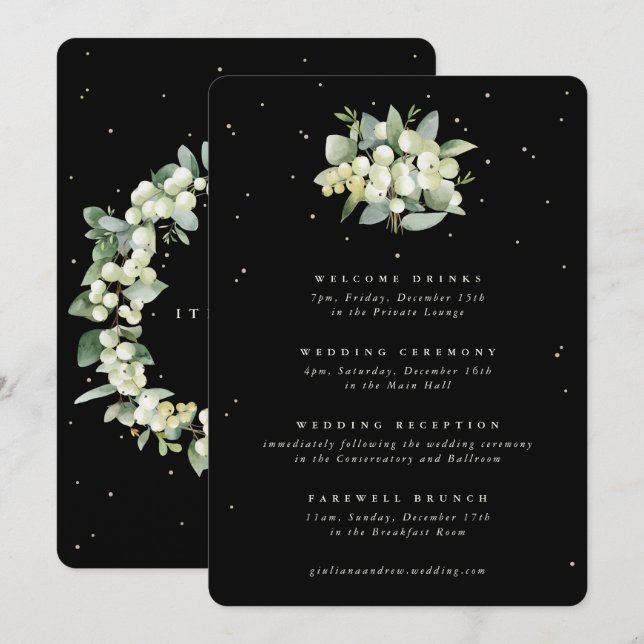 Große Schwarze Snowberry+Eukalyptus Hochzeitreise (Vorne/Hinten)