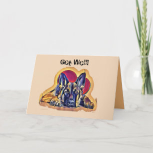 Große schwarze Tan-Schäfer-Welpe PopArt Karte