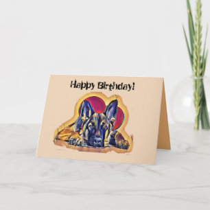 Große schwarze Tan-Schäfer-Welpe PopArt Karte