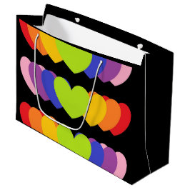 Große schwarze Tasche mit Regenbogenfarben - Herz  Geschenktüte