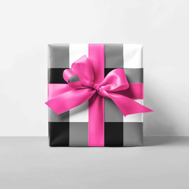 Große schwarze und weiße Gingham Geschenkpapier (Large Black and White Gingham Wrapping Paper)