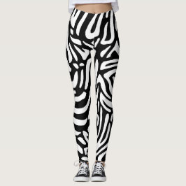 Große schwarze und weiße Zebrastreifen Leggings