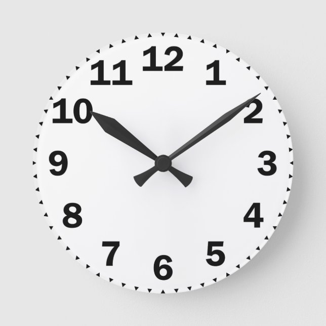 große schwarze Zahlen Runde Wanduhr (Vorderseite)