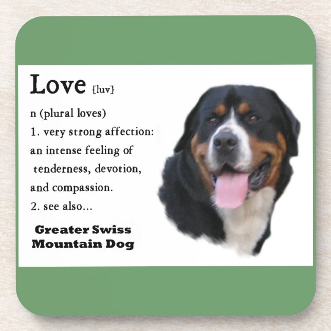 Große Schweizer Hunde Liebe ist... Getränkeuntersetzer (Vorderseite)