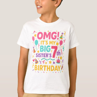 Große Schwester 7. Geburtstag Süßer Regenbogen Spa T-Shirt